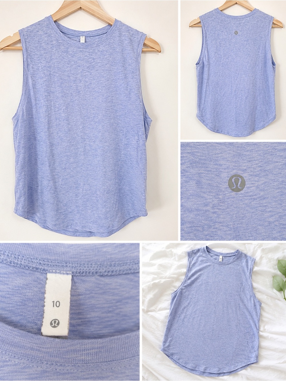 Lululemon Heathered Lavender Sleeveless Tank Top Size 10 Athletic Yoga Gym